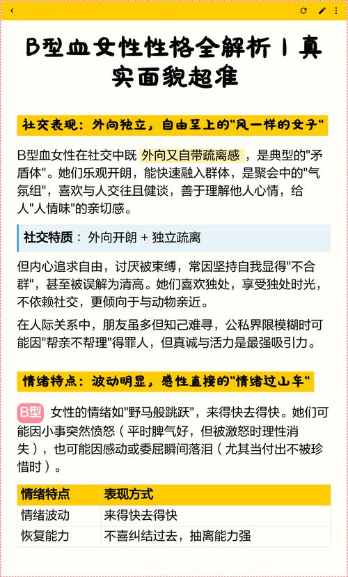 B型血女人的性格怎么樣？