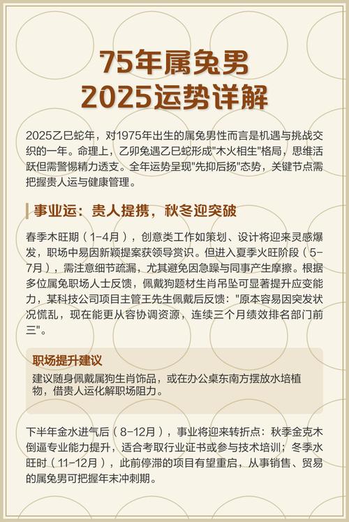 1975年屬兔人2025年運勢運程 75年屬兔人2025年運勢運程