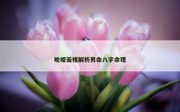 晚婚面相解析男命八字命理 晚婚面相解析男命八字命理