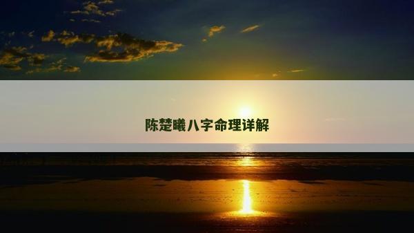 陳楚曦八字命理詳解 陳楚曦八字命理詳解