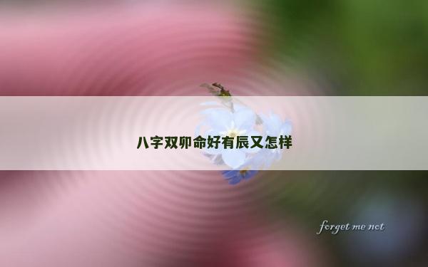 八字雙卯命好有辰又怎樣