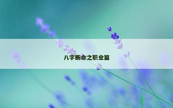 八字?jǐn)嗝殬I(yè)篇