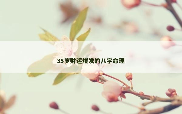 35歲財運爆發的八字命理