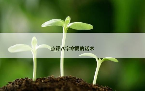 點(diǎn)評八字命局的話術(shù)