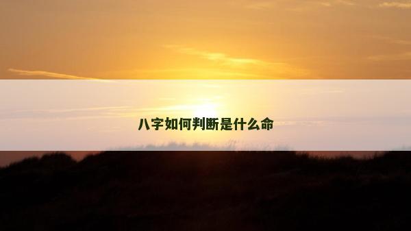 八字如何判斷是什么命