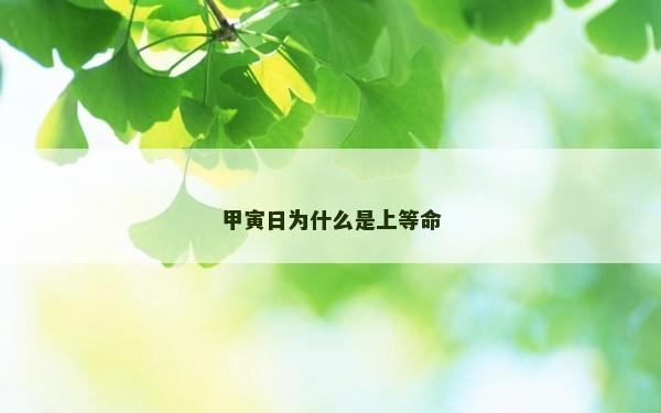 甲寅日為什么是上等命